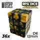 36x Dadi D6 12mm - Ambra Marmo